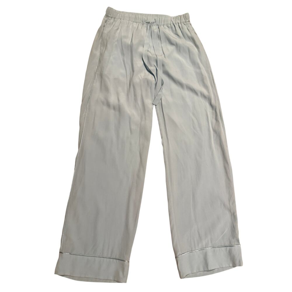 Olivia von Halle S Light Blue 100% Silk Wide Leg Pajama Pants